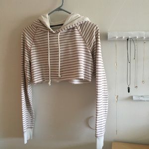 Cropped American Eagle (Pink/White/Brown) Hoodie